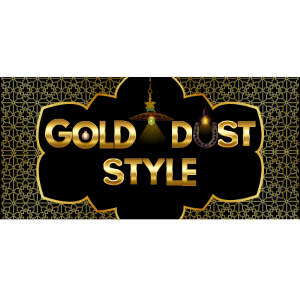 Gold Dust Style logo with black background, golden lettering, and lighting icons
