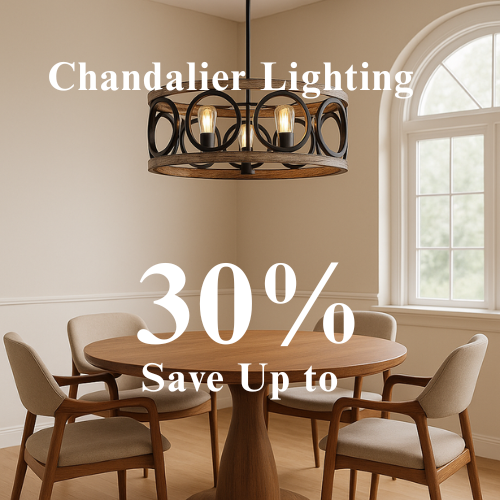 Elegant chandelier wall lighting above dining area with chairs – 30% off sale